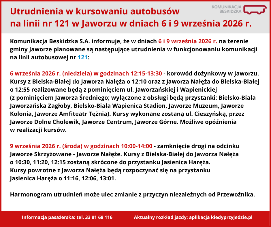 Jaworze 6 i 9.09.2026 Jaworze 6 i 9.09.2026