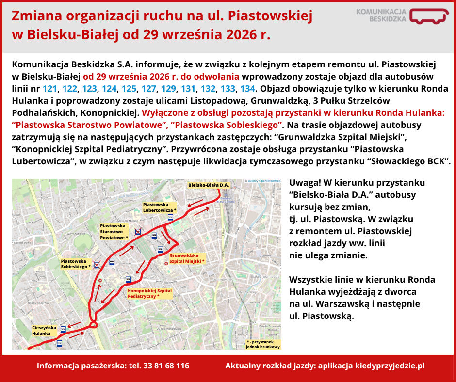 Piastowska od 29.09.2026 Piastowska od 29.09.2026